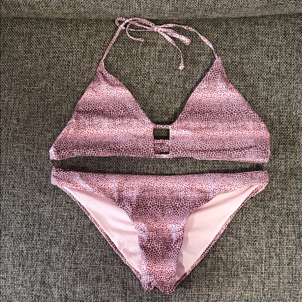 Pax | Pink Leopard Print Bikini Set | L